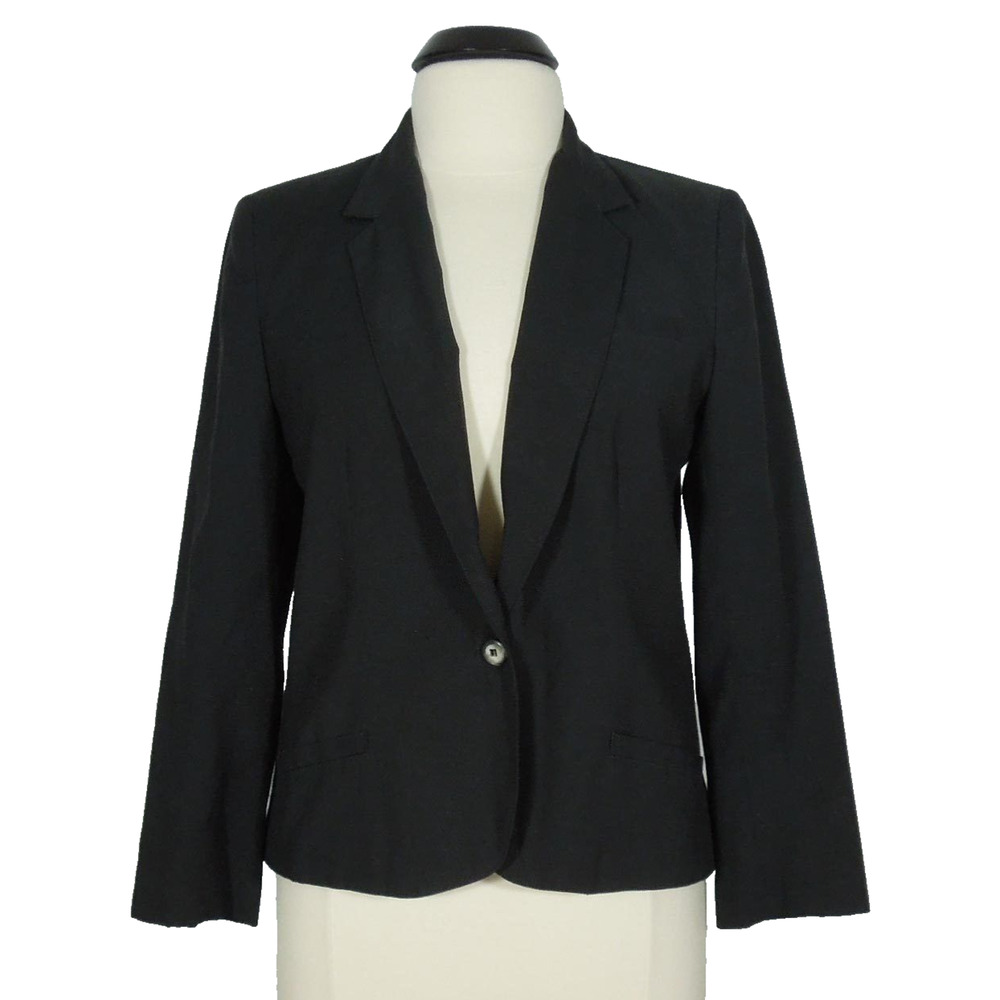 DANA POINT Suit Blazer Womens Black One Button Closure Lined Padded